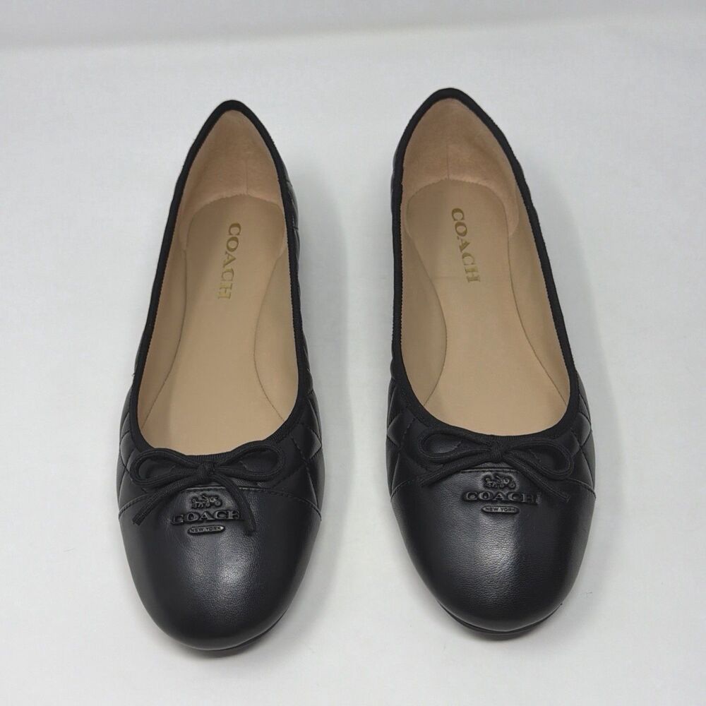 NIB Coach Allyson Quilted Ballet Flats Black Leather Women’s Size 10B AUTH - Picture 14 of 16